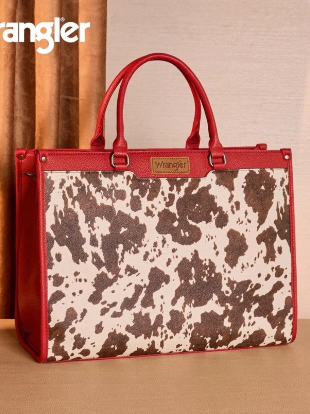 Wrangler Carry-All Large Tote Work Tote /Crossbody Cow-Red